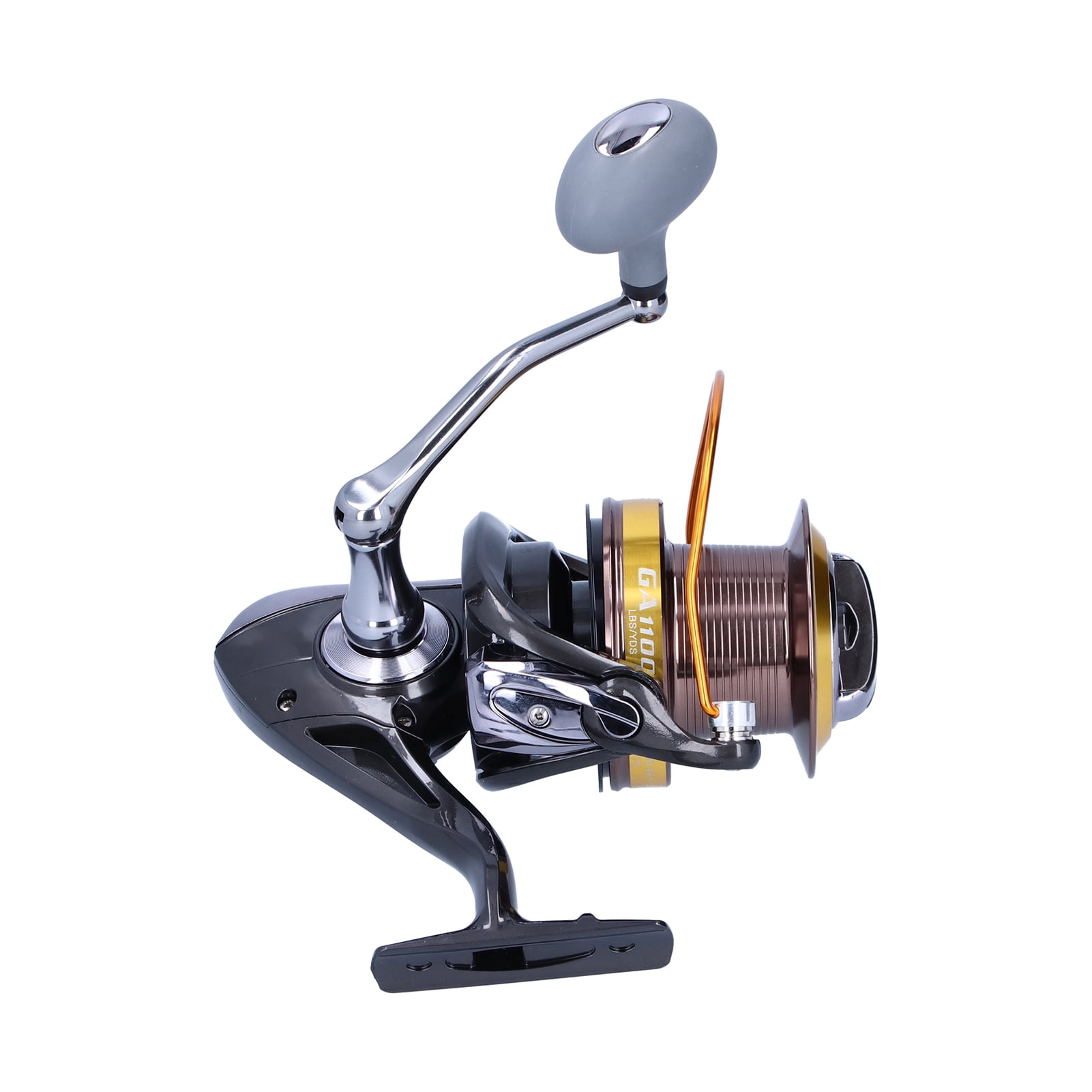 Yajisi Portable Spinning Reel 12+1 Bearing 4.6:1 Gear Ratio Fishing Wheel, GA11000 Size, Ambidextrous, Perfect for Freshwater and Saltwater Fishing Trips (Black)