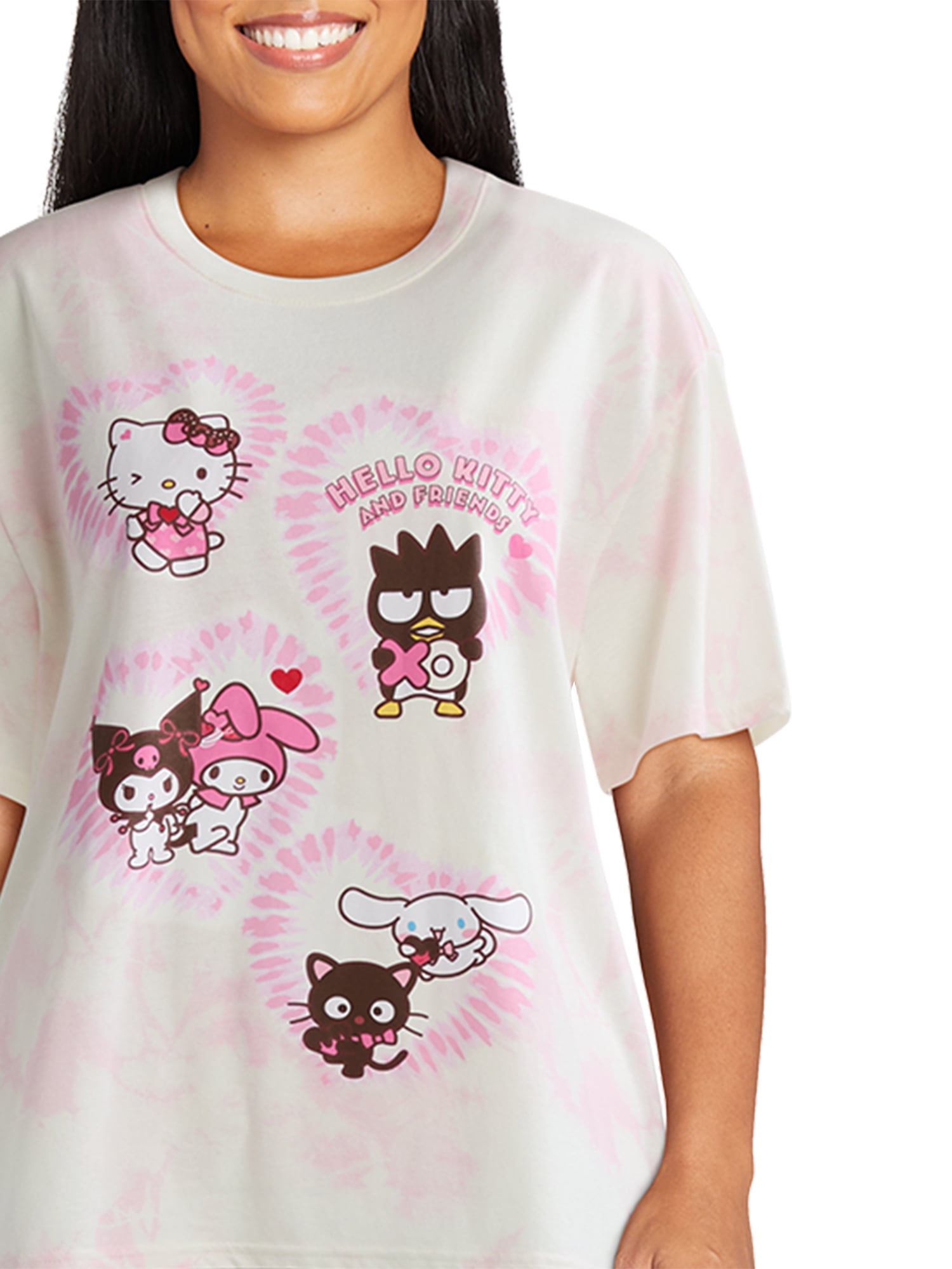 Hello Kitty and Friends Women’s Valentine’s Day Graphic Tee with Short Sleeves, Sizes XXS-XXL