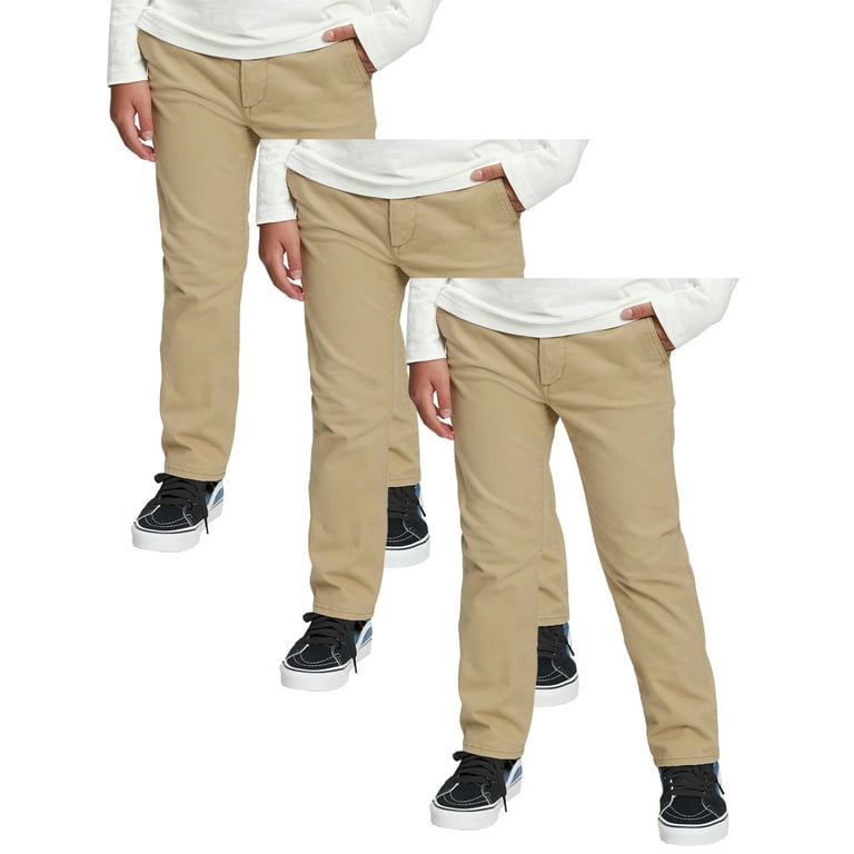 3 Pack Boy's Stretch Slim Fit School Uniform Chino Pants