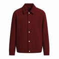 thumbnail image 4 of WIZUTIZ Men's Casual Jacket Solid Color Fashion Lapel Collar Button Closure Pockets Long Sleeve Polyester Coat for Winter Spring Outdoor Daily Party Wear, 4 of 7
