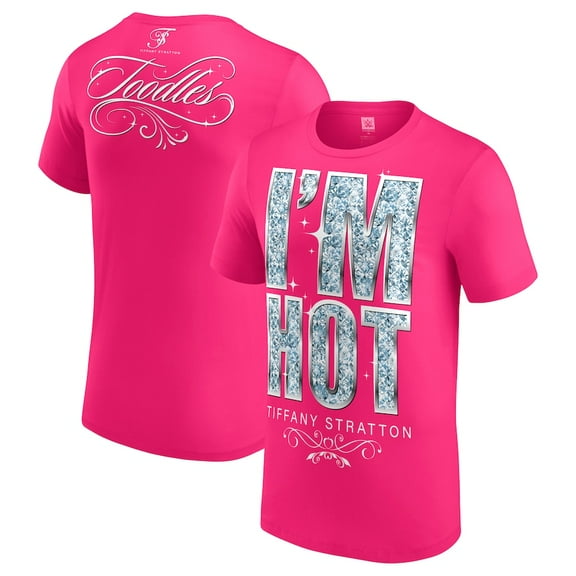 WWE Tiffany Stratton “I’M HOT” T-Shirt, Heliconia Pink Glam Tee, Toodles Back Print