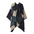 thumbnail image 2 of Sailboat Women Shawl Wrap Poncho Cape Oversized Cardigan Open Front Coat Warm Scarf for Fall Winter Navy One Size, 2 of 3
