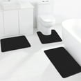 thumbnail image 4 of Beautynvta Memory Foam Bath Mat Set, 3 Pieces Quick-Dry Absorbent Bath Mats and U-Shaped Contour Rug for Bathroom, Non-Slip and Soft Comfortable, Black, 4 of 8