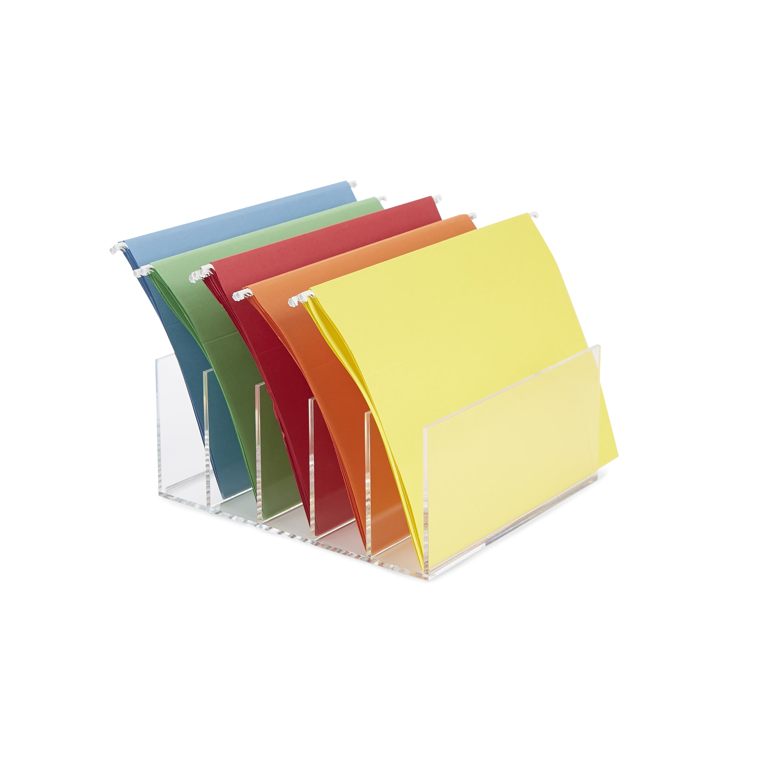 Mind Reader 5 Compartment Vertical Acrylic File Holder, Desktop File