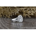thumbnail image 2 of Blue Jewel Prong Set 1.9 Ct Oval Cut Lab Created Diamond Rings Weddings - 14K White Gold Plated - Beautiful Halo Engagement Wedding Rings For Women's - Split Shank Designer Silver Jewelry for Women's, 2 of 10