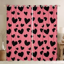 Feelyou Romantic Love Heart Black Out Curtains, Fashion Abstract Polkadots Curtains Pack of 2 (42x63 Each), Teens Kids Girls Women Bedroom Curtains, Window Curtains Bedroom Decor