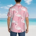 thumbnail image 6 of Daiia Pink Flamingo Hawaiian Shirt for Men Gentle Cotton Regular Short Sleeve Casual-Large, 6 of 9