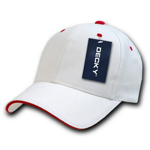 Sandwich Visor Baseball Caps, Wht/Red