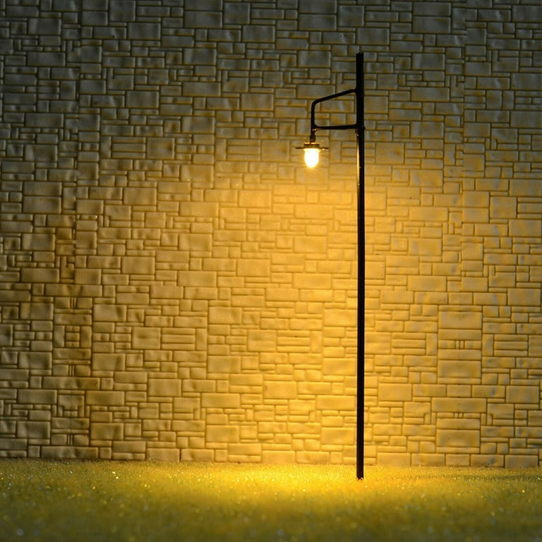 5 Pack HO Scale LED Street Light Lamps - Gray Painted Brass Model Train Layout Lights