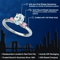 thumbnail image 2 of Gem Stone King 14K White Gold Sky Blue Aquamarine and Pink Lab Grown Diamond Engagement Ring for Women | 1.46 Cttw | Oval 8X6MM | Gemstone March Birthstone | Size 6, 2 of 6
