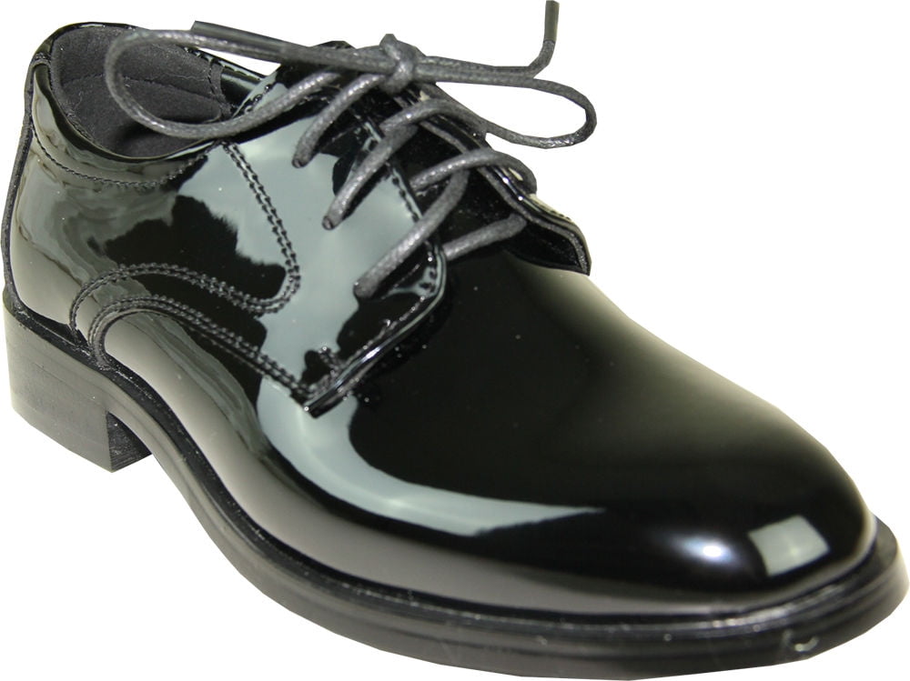 VANGELO Boy TUX-5KID Dress Shoes For Men Perfect for Wedding Formal Tuxedo Ivory Patent - Men's Shiny Shoe