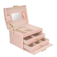 thumbnail image 5 of Jewelry Box Leather 3 Layer Space Saving Compact Portable Travel Jewelry Storage Case for Rings Earrings, 5 of 8