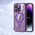 thumbnail image 6 of for iPhone 14 Plus Wireless Charging Case,Luxury Glitter Crystal Clear Hard PC and Soft TPU Silicone Camera Lens Protective Shockproof Magnetic Shiny Sparkle Slim Back Cover.Purple, 6 of 9