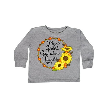 

Inktastic My Great Grandma Loves Me with Sunflower Wreath Gift Toddler Boy or Toddler Girl Long Sleeve T-Shirt