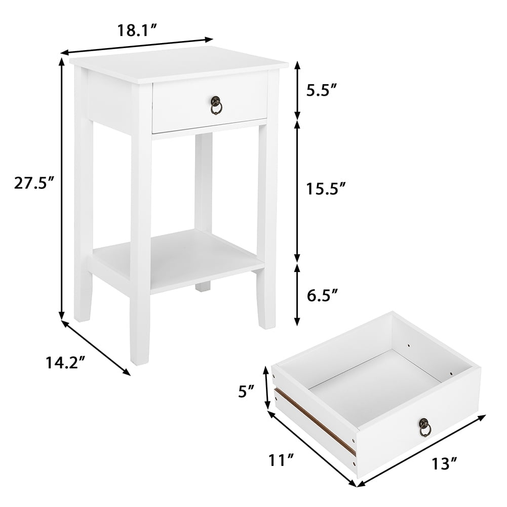 Kepooman Nightstands Bedroom, Modern Beside Table with 1 Drawer Modern Nightstand for Bedroom/Living Room/Office, White Kepooman Nightstands Bedroom, Modern Beside Table with 1 Drawer Modern Nightstand for Bedroom/Living Room/Office, White