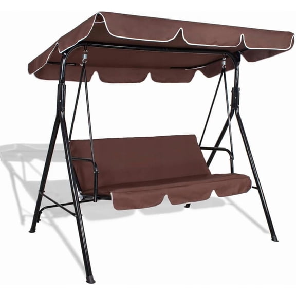 Patio Swing Canopy Replacement Cover Outdoor 3 Seater Porch Swing Seat Chair Canopy Top 210D Oxford Cloth Waterproof UV Protection for Garden Hammock Top Furniture Covers Coffee 65x45in Coffee