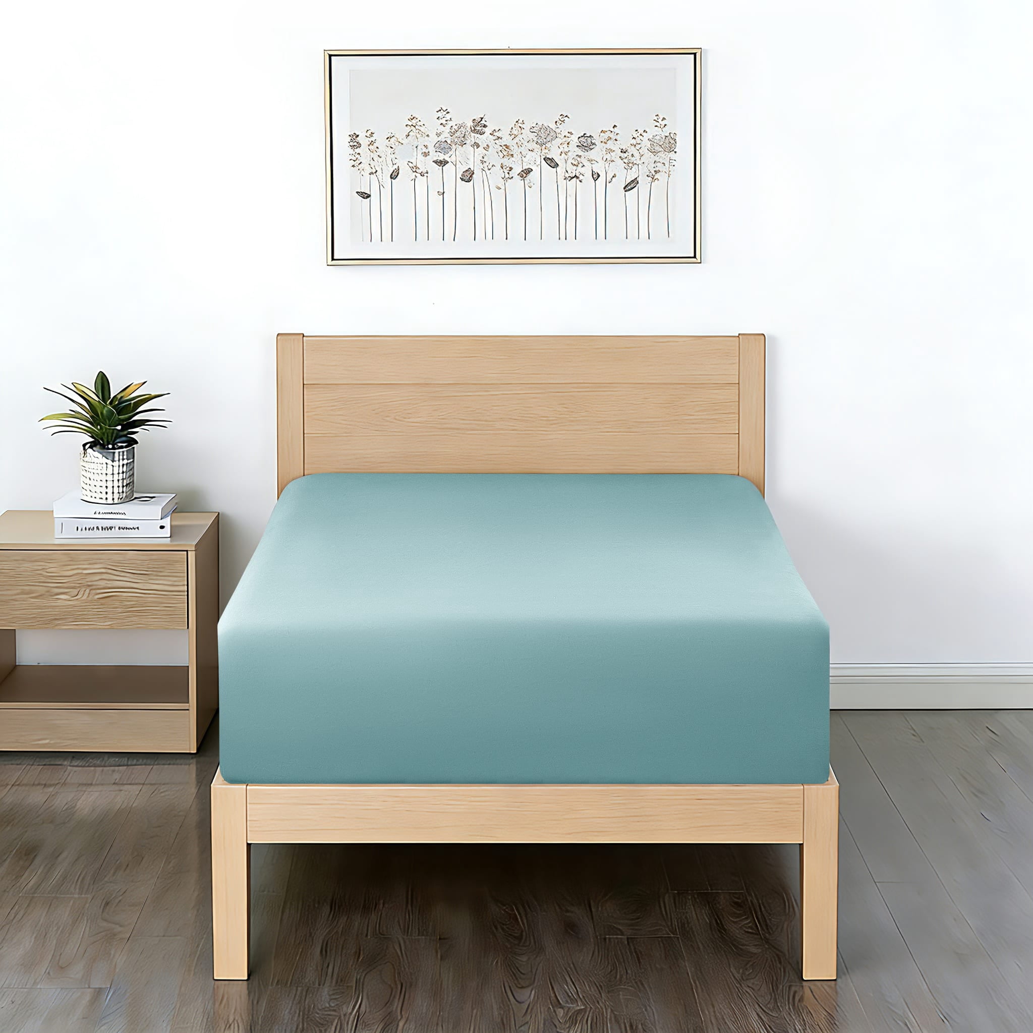 Mainstays Super Soft Microfiber 2-Pack Fitted Sheets, Twin-XL, Soft Ivory/Blue Cameo