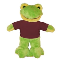 Made by Aliens Personalized Floppy Frog with Tee Stuffed Animal Plush Toy -Custom Text on Shirt - Perfect Gift for Valentine Day- Graduation Day-Birthday -8 inches (Burgundy)