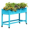 thumbnail image 2 of DWVO Raised Garden Bed with Planter Box with Legs & Lockable Wheels, Elevated Wooden Planter Box Stand for Backyard, Patio, Balcony, 400lb Capacity - Blue, 2 of 8
