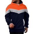 thumbnail image 2 of WTOBBY Men's Color Block Hooded Sweatshirt with Drawstring, Casual Loose Fit Sport Pullover Large Pocket, Gym Streetwear Essential,Saffron L, 2 of 4