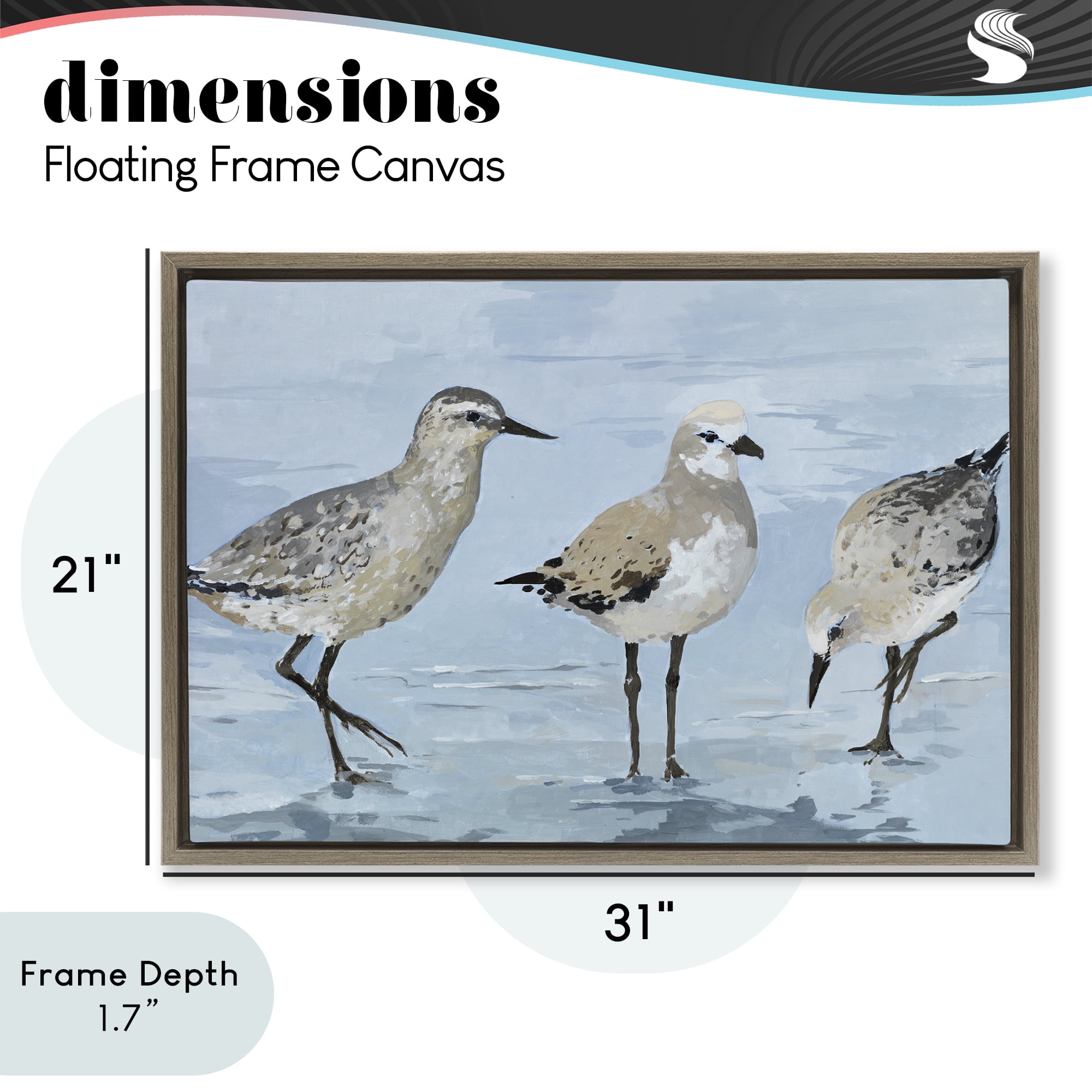 Stupell Industries Sandpipers Beach Coastal Scene Brown Framed Floater Canvas Wall Art, design by Lorenzo Collective