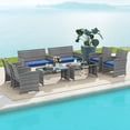 thumbnail image 4 of Gymax 8 Piece Patio Furniture Set Outdoor Wicker Conversation Set w/ Tempered Glass Coffee Table Navy, 4 of 10