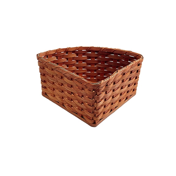 Amish Corner Storage Handmade Solid Oak Woven Wicker Basket (Small)
