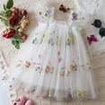 thumbnail image 2 of Toddler Girl Dresses Summer Casual Sundress Sleeveless Embroidered Flowers With Wing Tie Holiday Party Dance Party Cute Dresses For Girls White Size 3-4 Years, 2 of 5