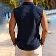 thumbnail image 2 of hotojiny Men's Sleeveless Shirt Casual Button down Shirt Breathable Fitted Collared Summer Beach Vacation Tops with Pocket, 2 of 7