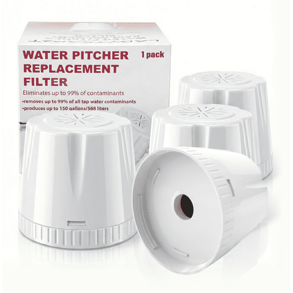 Replacement Filter for EPIC Water Filter Pitcher, Water Filter Pitcher Compatible with Aquagear Seychelle, BPA Free. Removes Fluoride, Chlorine, Lead, (4 Pack)