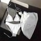 thumbnail image 4 of Traje de baño para mujer, bikini de color liso sin espalda con cordón y tirantes divididos, conjunto de tres piezas, trajes de baño para mujer, 4 of 5