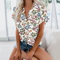 thumbnail image 2 of XFLWAM Womens Casual Short Sleeve Button Down Shirts Summer Cotton Solid Color Top Blouses with Pockets Multicolor XXL, 2 of 6