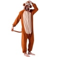 thumbnail image 3 of Joyfy Unisex Adult Pajamas Monkey Plush Jumpsuit One Piece Animal Costume with Hat and Tail for Halloween Themed Party Dress Up Role Playing Cosplay, M, 3 of 8