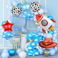 thumbnail image 7 of EP Toy Themed Decorations, 9pcs Cow Print Sky Blue Cloud Balloons with Rocket Balloon and Cowboy Hat Balloon for Kids Inspired Story 2nd Birthday Party Decorations (2nd), 7 of 7