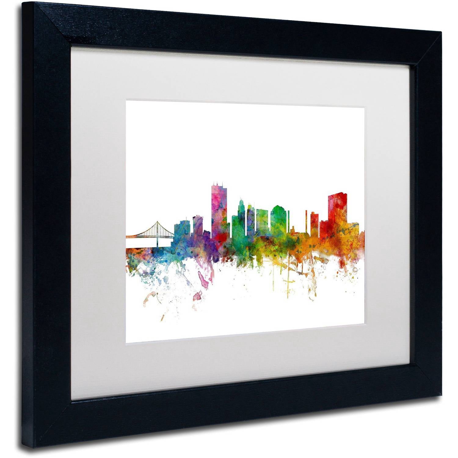 Trademark Fine Art 'Toledo Ohio Skyline' Canvas Art by Michael Tompsett, White Matte, Black Frame