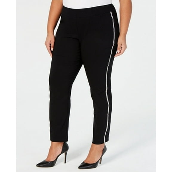 JM Collection Women's Plus Size Straight-Leg Trousers Black Size 24W