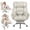 Beige, variant on Adjustable Reclining Leisure Office Chair, Adjustable Backrest & 5-Position Adjustable Armrest, Waterproof Faux Leather Swivel Chair with Retractable Footrest & Side Storage Pocket, Brown