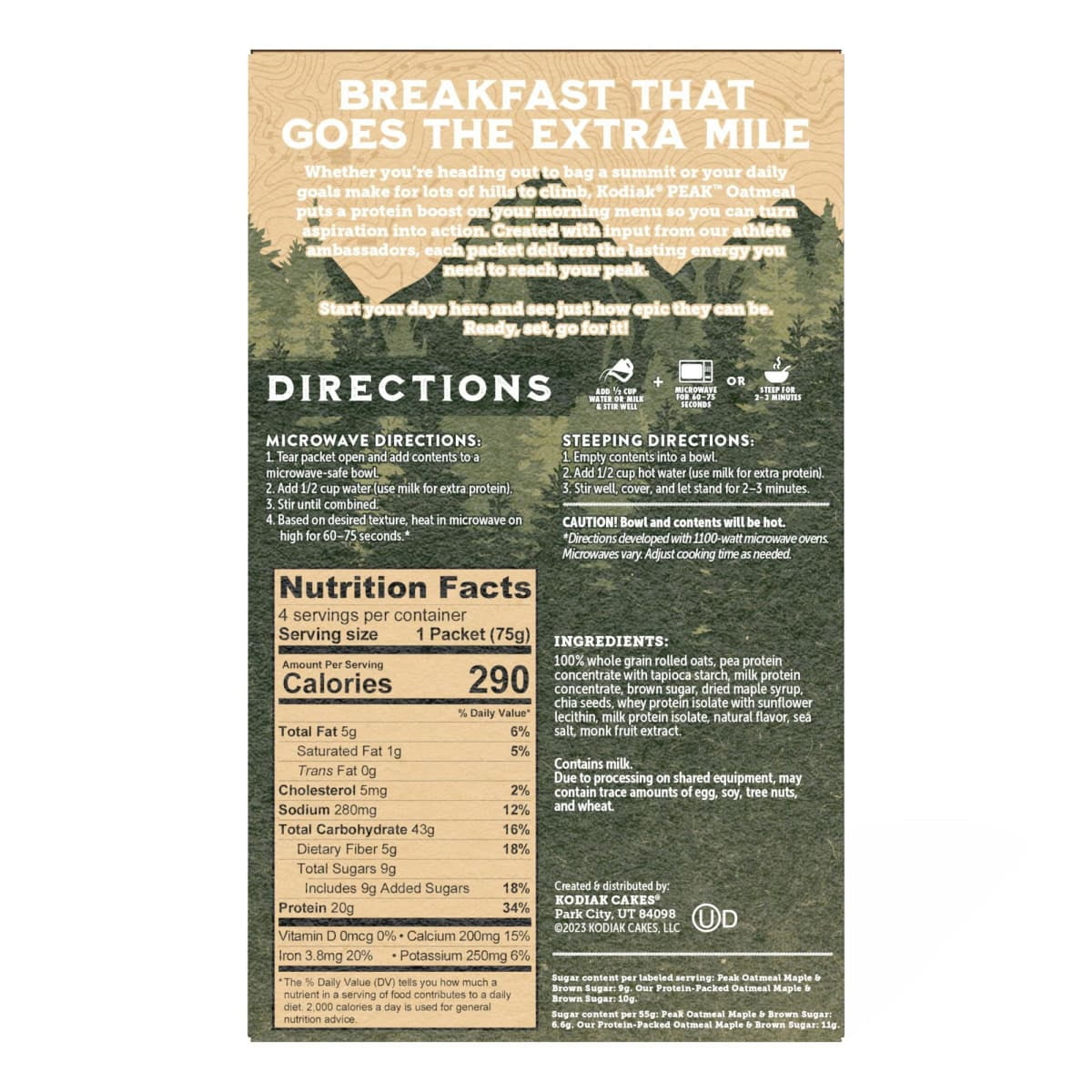 (2 pack) Kodiak Peak Protein-Packed Maple Brown Sugar Instant Oatmeal Packets, 2.65 oz (4 Count)