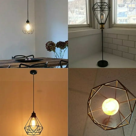 

QUHNG Stylish Vintage Industrial Iron Wire Cage Pendant Chandelier Ceiling Lights - Modern Retro Edison Hanging Lamps Ideal for Dining Room Decor and Perfect for Adding Parlor Lighting C