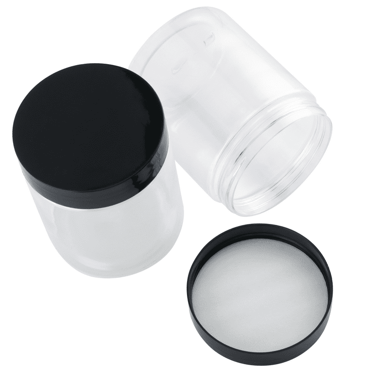 RW Base 8 oz Round Clear Plastic Candy and Snack Jar - with Black