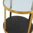 thumbnail image 3 of Hattie Glass Top and Walnut Wood End Table with Brushed Gold Frame, 3 of 3