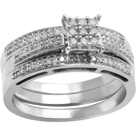 1/4 Carat T.W. Diamond Sterling Silver Bridal Set