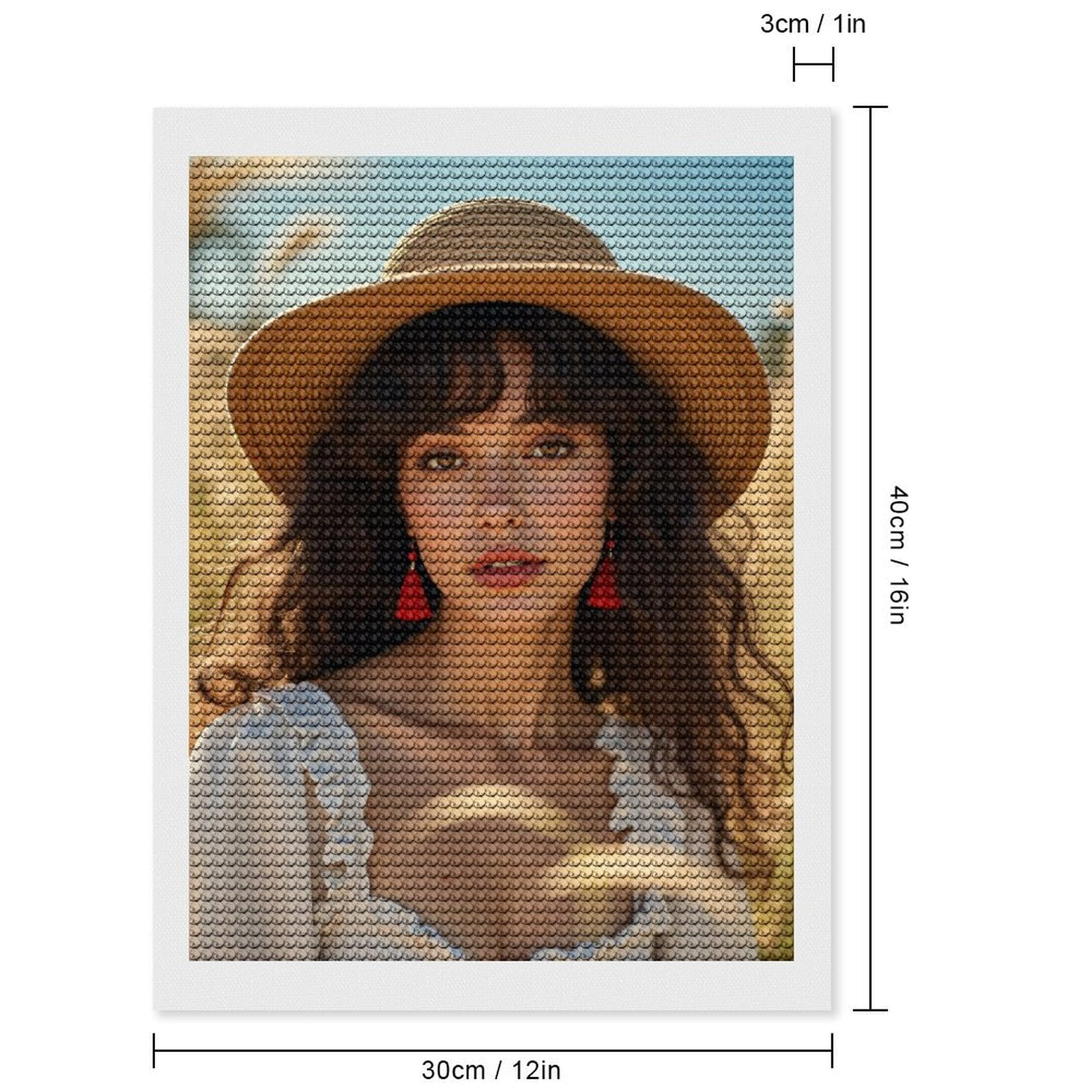 Diamond Art Kits for Adults, Wide Brim Hat Summer Portrait Fields 5D Diamond Painting Kits for Adults Beginners, DIY Full Drill Diamond Painting, Gem Art and Crafts 12x16