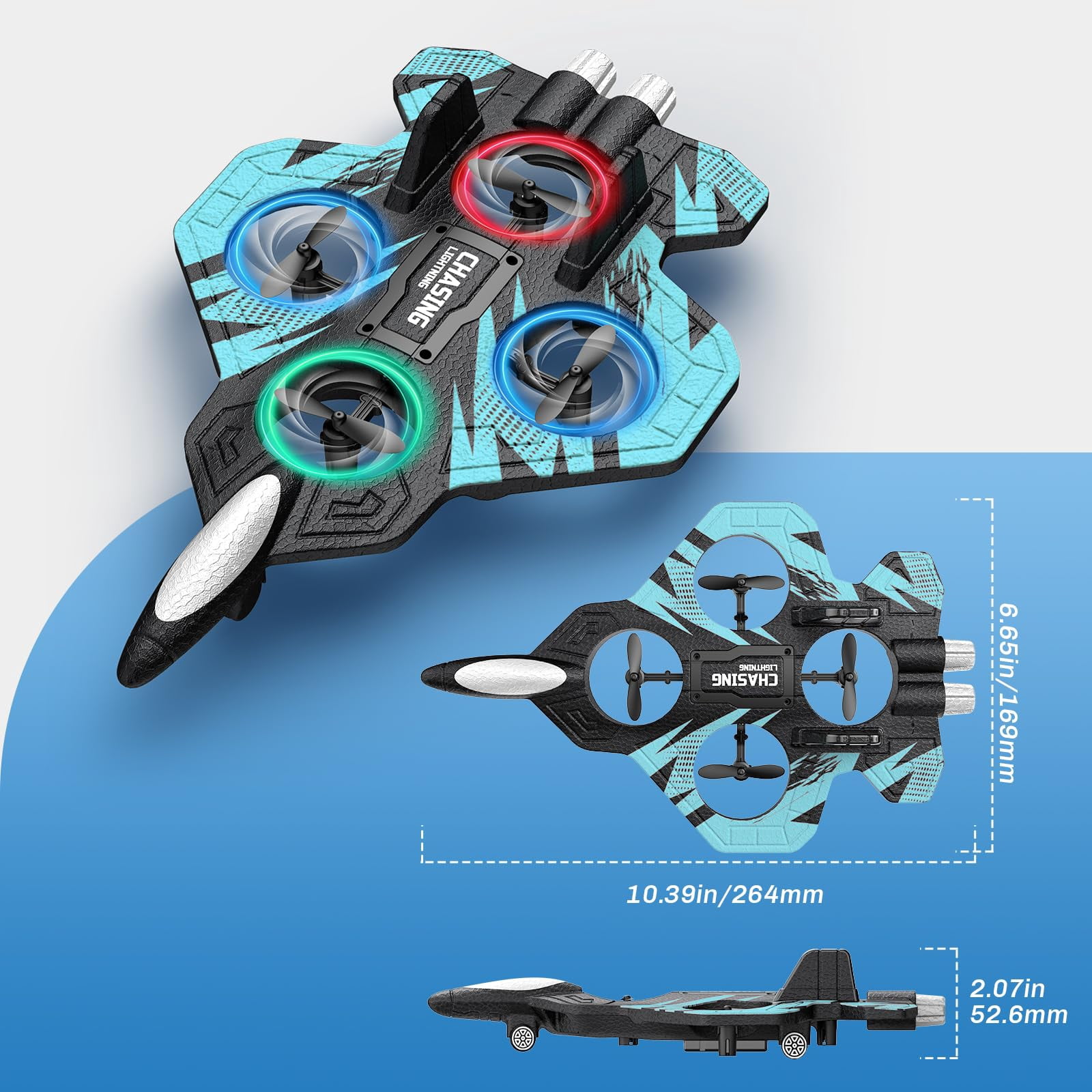 JoyStone Foam RC Airplane for Kids, Remote Control Fighter Jet with LED Lights, Headless Mode and Altitude Hold, 2.4GHz RC Plane for Beginners, Gift for Boys Girls Adults