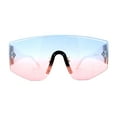 thumbnail image 2 of Rimless Oversize Shield Racer Diva Sunglasses Gold White Blue Pink, 2 of 4
