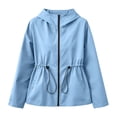 thumbnail image 6 of Edvintorg Waterproof Rain Jacket Women Long Sleeve Zip Up Raincoat Waterproof Hooded Windbreaker with Pocket Plus Size Womens Clothes Blue L, 6 of 9