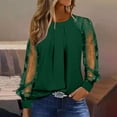 thumbnail image 4 of yillto Womens Tops Dressy Casual Pleated Crew Neck Mesh Long Sleeve Shirts Office Work Chiffon Blouses, 4 of 6