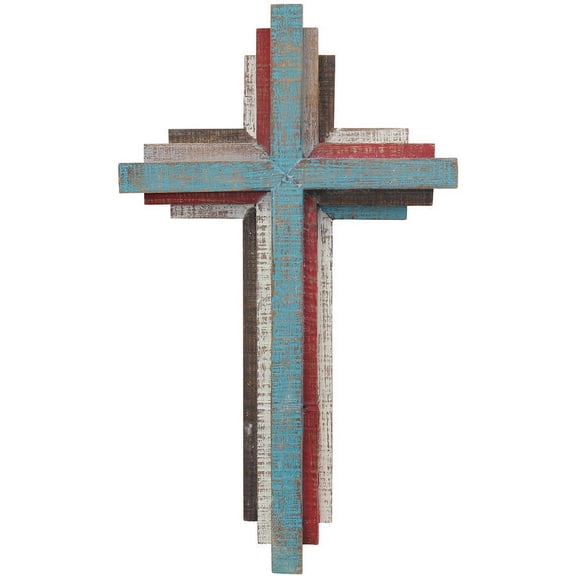 Stonebriar Decorative Wooden Wall Cross, 14", Multicolor