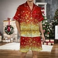 thumbnail image 2 of XDZJLR Mens Christmas Pajama Xmas Printed Silk Satin Short Sleeved Button Up Pajamas Set Pj'S Sleepwear Red M, 2 of 4