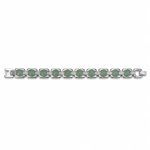 Natural Green Aventurine Link Bracelet for Women, Silver Tone Healing Crystal Bracelet, Handmade Gemstone Jewelry, Elegant Everyday Gift